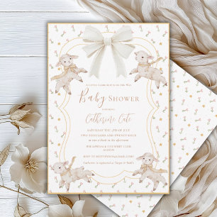 Ein kleines Lamm Yellow Lämmer Schaf Baby-Party Einladung