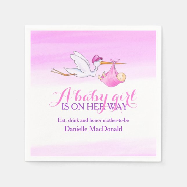 Ein kleines Mädchen ist auf dem Weg Storchnierunge Serviette (Vorderseite)