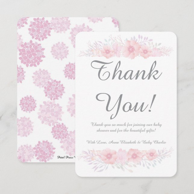 ein kleines Mädchen mit blumengeschmückter, einfac Dankeskarte (Vorne/Hinten)