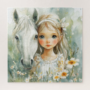 Ein kleines Mädchen mit einem Pferd Puzzle