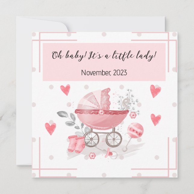 Ein kleines Mädchen mit einer hübschen Botschaft Einladung (Vorderseite)