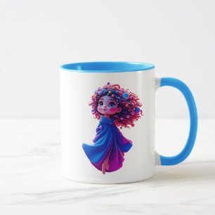 Ein kleines Mädchen schwebt leise in der Luft. Tasse
