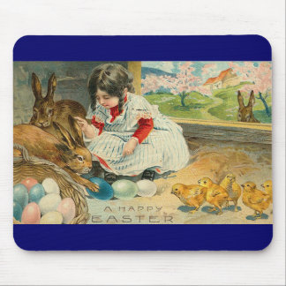 Ein kleines Mädchen und ihre Häschen Ostern Mousepad