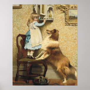 Ein kleines Mädchen und ihre Sheltie von Burton Ba Poster