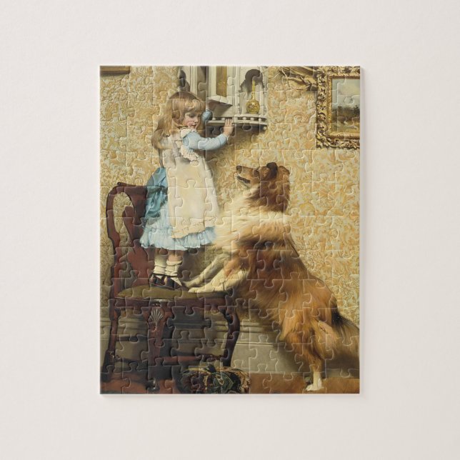 Ein kleines Mädchen und ihre Sheltie von Burton Ba Puzzle (Vertikal)