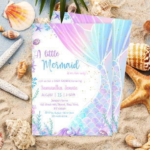 Ein kleines Mermaid Baby Dusche Party Einladung