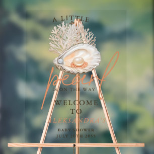 Ein kleines Perl Seashell Baby Duschgel Begrüßungs Acrylschild