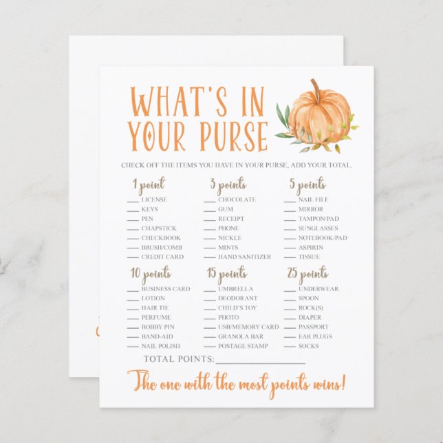 Ein kleines Pumkin Floral Baby Dusche Purse Spiel (Vorne/Hinten)