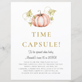 Ein kleines Pumpkin Baby Dusche Time Kapsel Zeiche