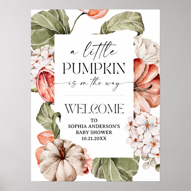 Ein kleines Pumpkin Baby Dusche Willkommenspender Poster (Vorne)