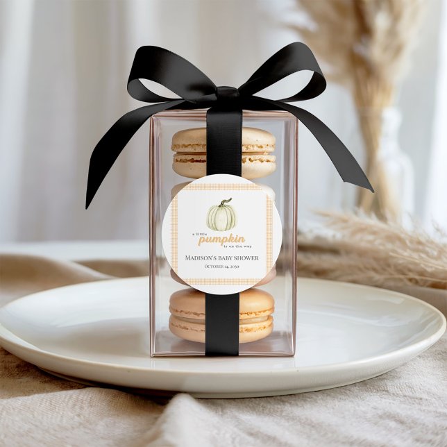 Ein kleines Pumpkin Baby-Duschkleber-Etikett Quadratischer Aufkleber (Von Creator hochgeladen)