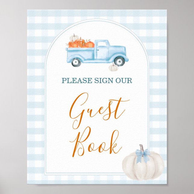 Ein kleines Pumpkin Blue Truck Baby Shower Guest B Poster (Vorne)