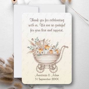Ein kleines Pumpkin Boho Babydusche Dankeskarte