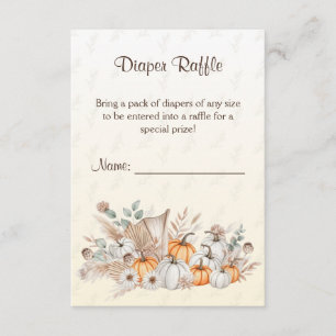 Ein kleines Pumpkin Boho Babydusche Windeln Raffle Begleitkarte