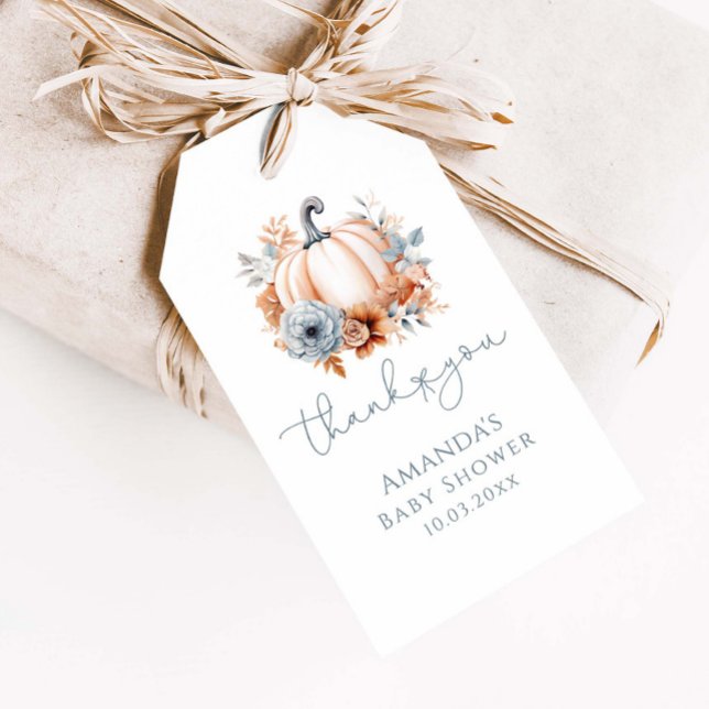 Ein kleines Pumpkin Boy Fall Baby Dusche Vielen Da Geschenkanhänger (Von Creator hochgeladen)