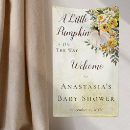 Ein kleines Pumpkin ernährt Gold Floral Baby Dusch Banner
