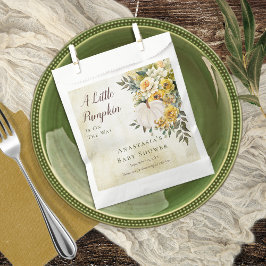 Ein kleines Pumpkin ernährt Gold Floral Baby Dusch Geschenktütchen