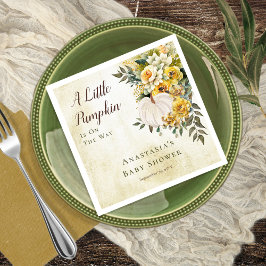 Ein kleines Pumpkin ernährt Gold Floral Baby Dusch Serviette