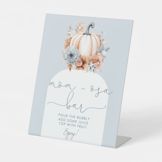Ein kleines Pumpkin Fall Baby Dusche Mama-osa Bar Sockelschild (Vorderseite)