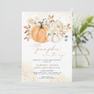 Ein kleines Pumpkin Fall Baby Duschgeschlecht neut Einladung