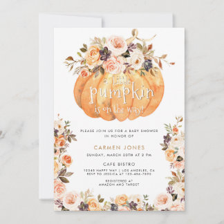 Ein kleines Pumpkin Fall Baby Duschgeschlecht neut Einladung