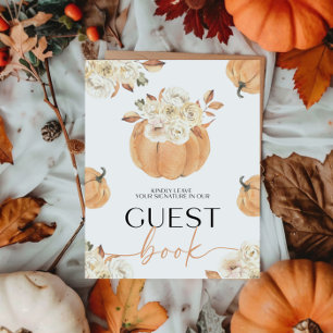 Ein kleines Pumpkin Fall Baby Gästebuchzeichen Sockelschild