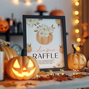 Ein kleines Pumpkin Fall Babydusche Windeln Raffle Sockelschild