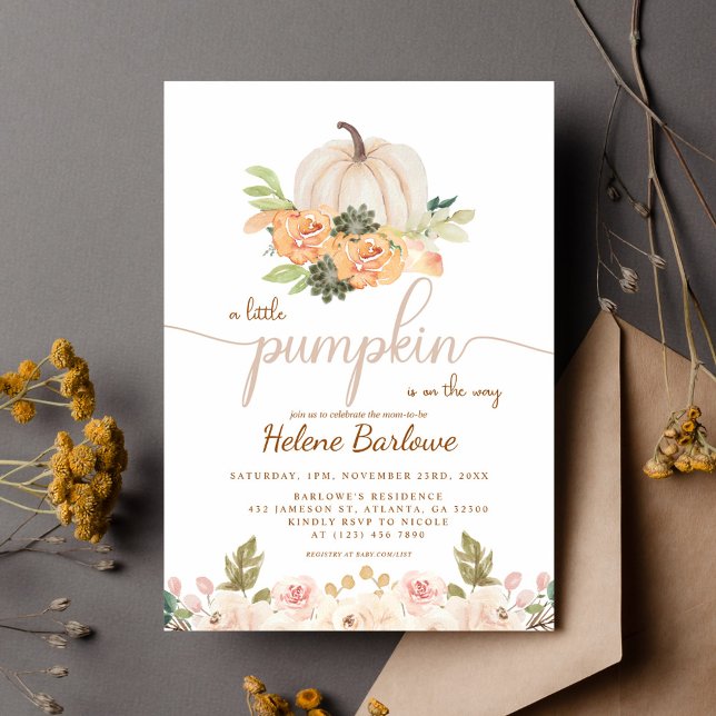 Ein kleines Pumpkin Fall Boho Baby Dusche Einladung (A Little Pumpkin Fall Boho Baby Shower Invitation)