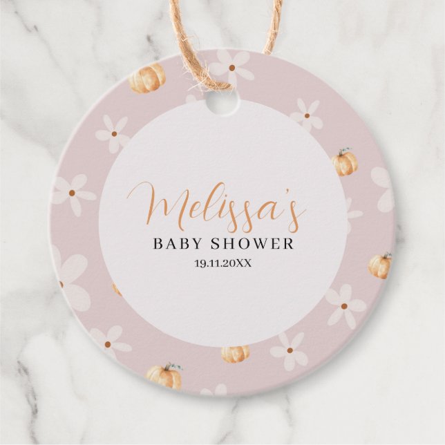 Ein kleines Pumpkin Fall Pumpkin & Daisy Baby Dusc Geschenkanhänger (Vorderseite)