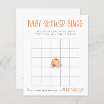 Ein kleines Pumpkin Floral Baby Shower Bingo Spiel