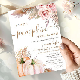Ein kleines Pumpkin Floral Fall Pumpkin Baby Dusch Einladung