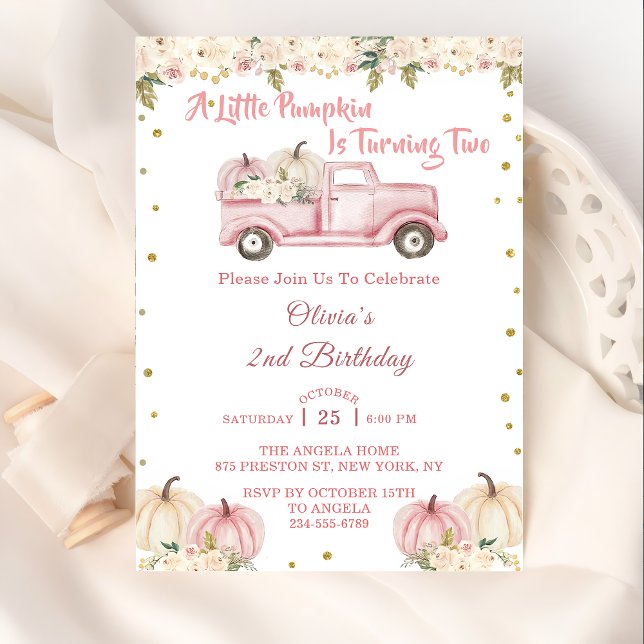 Ein kleines Pumpkin Girl 2. Geburtstag Einladung (Von Creator hochgeladen)