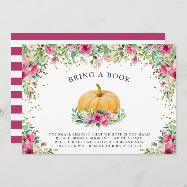 Ein kleines Pumpkin Girly Floral Vielen Dank für d Einladung (Vorne/Hinten)