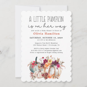 Ein kleines Pumpkin Herbst Floral Baby Dusche I Einladung