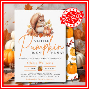 Ein kleines Pumpkin Herbst Herbst SQUIRREL Baby Du Einladung