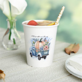 Ein kleines Pumpkin Truck Blue Watercolor Baby Dus Pappbecher