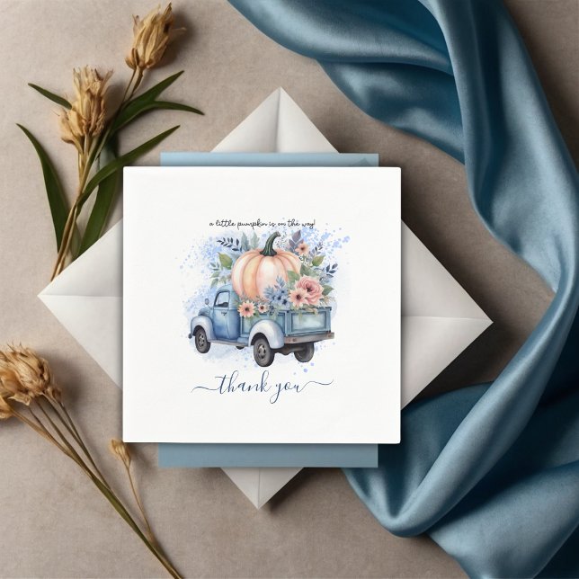 Ein kleines Pumpkin Truck Blue Watercolor Baby Dus Serviette (Von Creator hochgeladen)