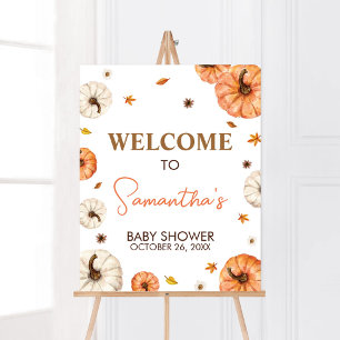 Ein kleines Puppkin Baby Dusche Willkommen Poster