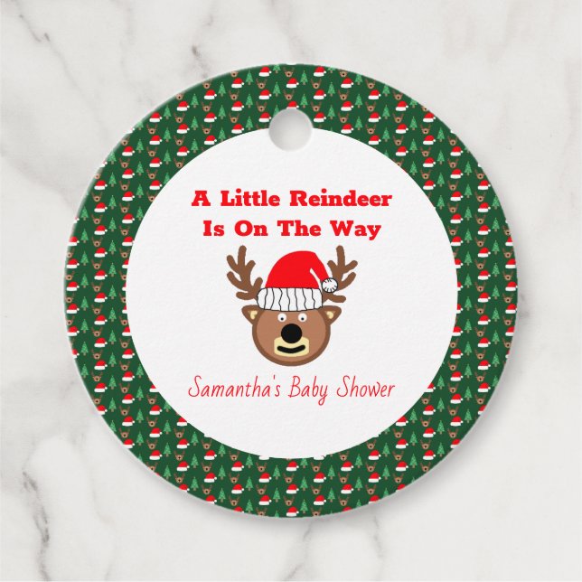 Ein kleines Rentier ist unterwegs Geschenkanhänger (Vorderseite)