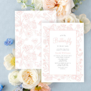 Ein kleines Schmetterling Vintag Pink Girl Baby Du Einladung