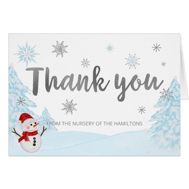 Ein kleines Schneeflocken Blue Baby Dusche Danke (Vorderseite (Horizontal))