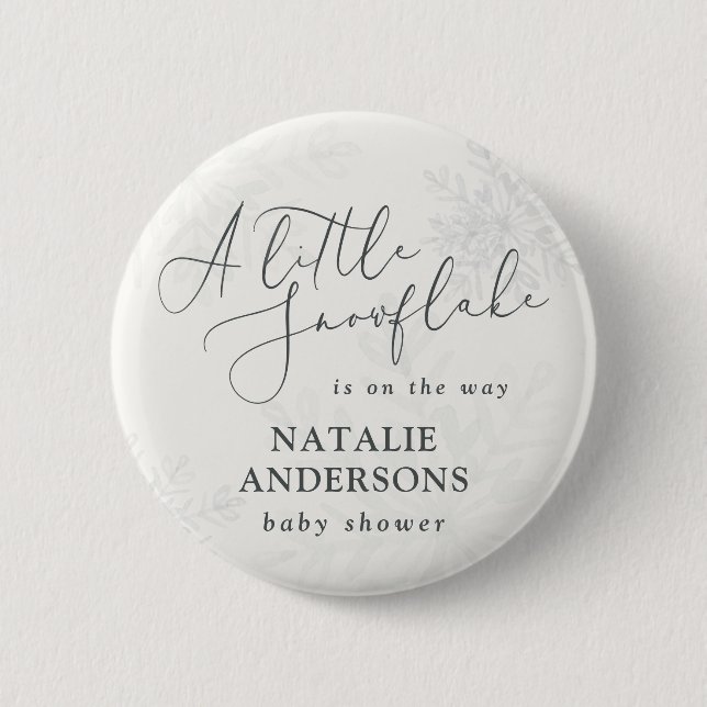 Ein kleines Schneeflocken-Party mit Baby-Dusche Button (Vorderseite)