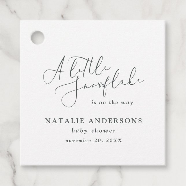 Ein kleines Schneeflocken-Party mit Baby-Dusche Geschenkanhänger (Vorderseite)