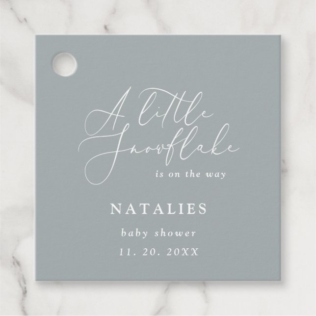 Ein kleines Schneeflocken-Party mit Baby-Dusche Geschenkanhänger (Vorderseite)