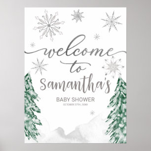 Ein kleines Snowflake Babydusche Begrüßungszeichen Poster