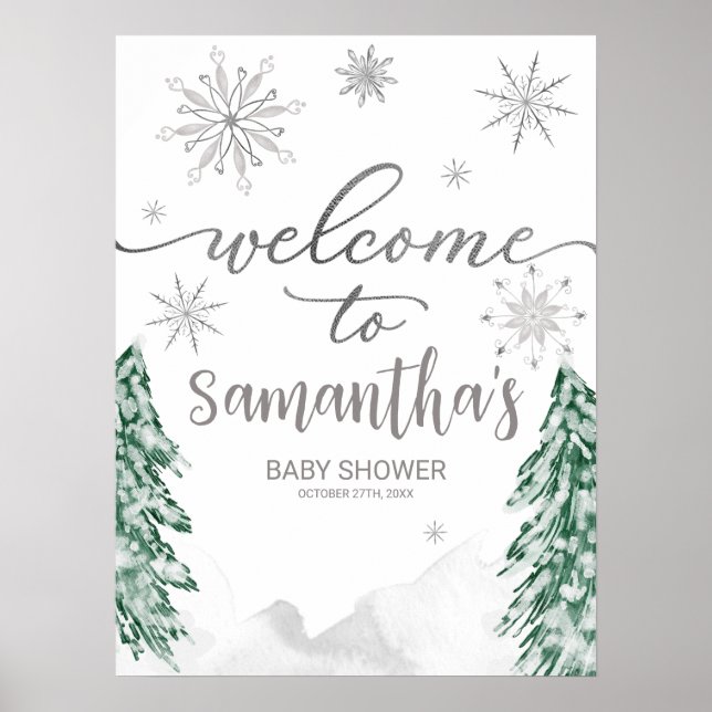 Ein kleines Snowflake Babydusche Begrüßungszeichen Poster (Vorne)