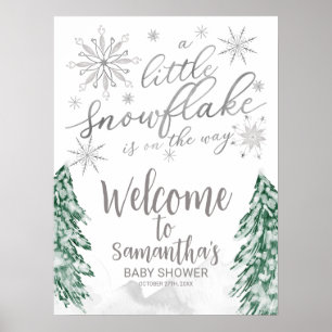 Ein kleines Snowflake Babydusche Begrüßungszeichen Poster