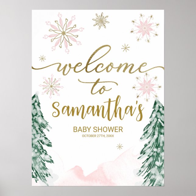 Ein kleines Snowflake Babydusche Begrüßungszeichen Poster (Vorne)