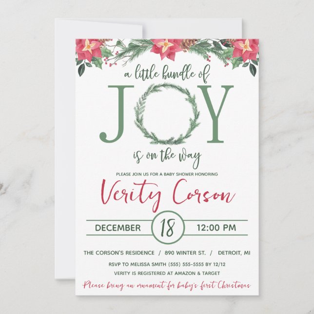 Ein kleines Stück Freude ist auf dem Weg Baby Dusc Einladung (Vorderseite)