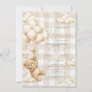 Ein kleines Stück Himmel Bär Gingham Baby Shower Einladung